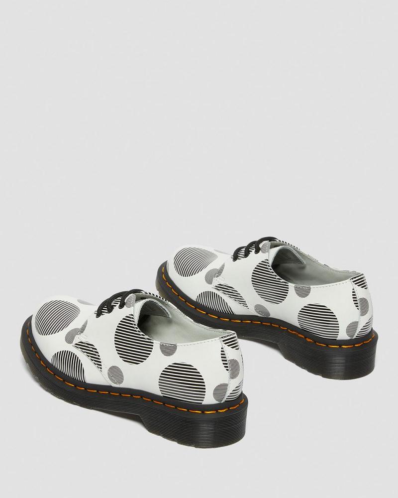 White Women's Dr Martens 1461 Polka Dot Smooth Leather Oxfords Shoes | CA 366AHK